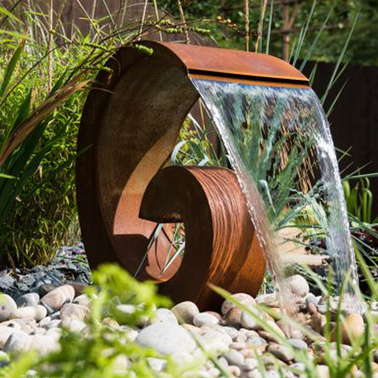 Weather resistant steel water feature